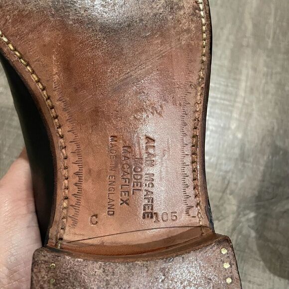 Alan McAfee Mens 10.5 C Black Leather Macaflex Loafers Dress Shoes Made England - Picture 5 of 14